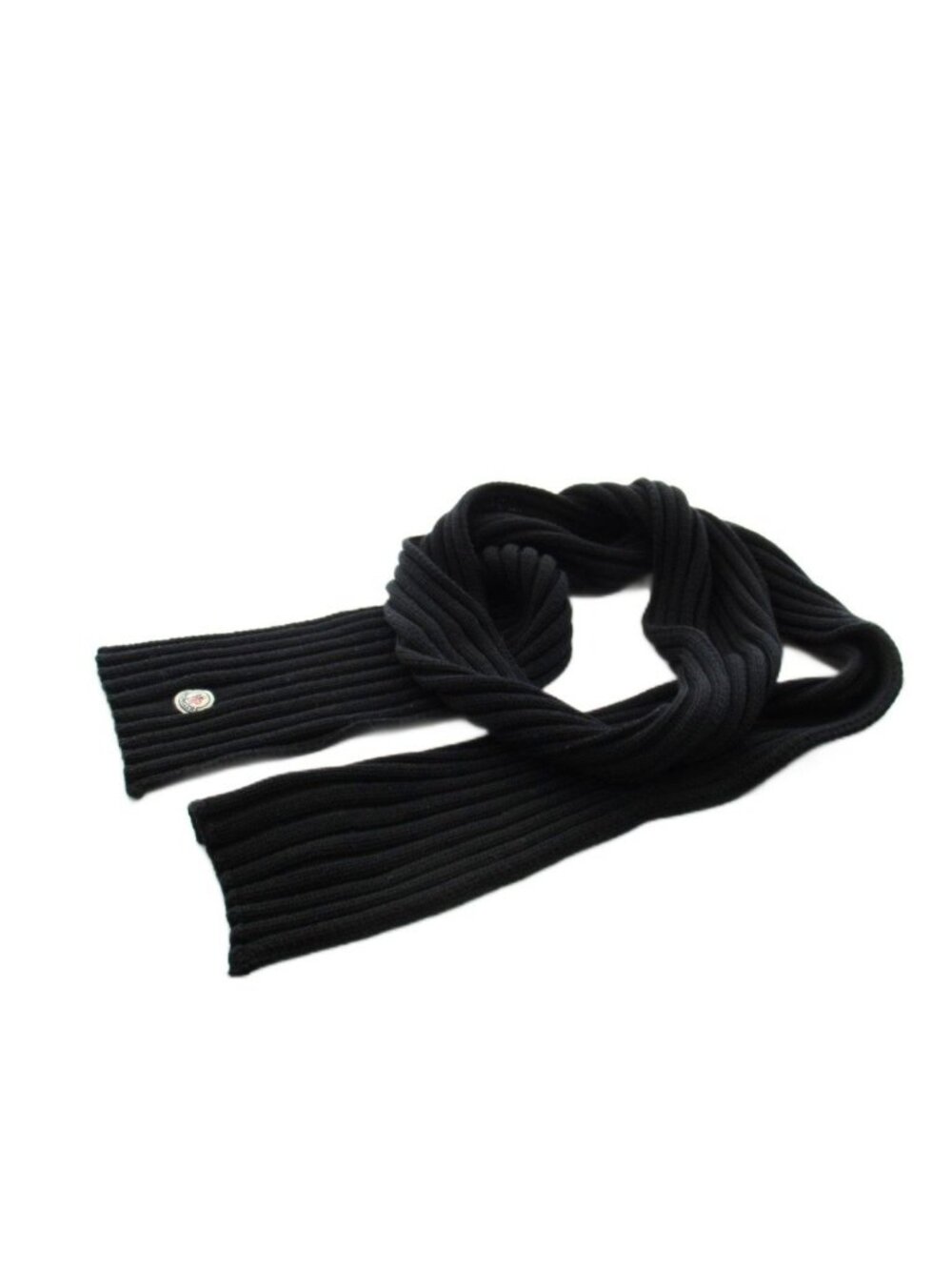 Moncler Sciarpa Scarf Rib Logo Wool Black